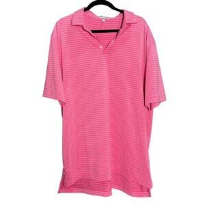 Peter Millar Summer Comfort Pink with White Stripes Golf Polo Size XL w/ logo